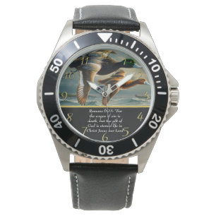 Montre Romains 6:23 Croix de la foi chrétienne avec canar