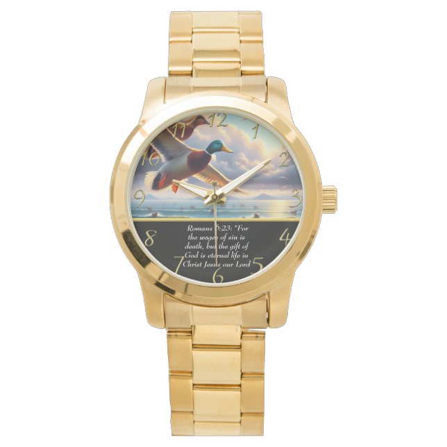 Montre Romains 6:23 Croix de la foi chrétienne avec canar (devant)