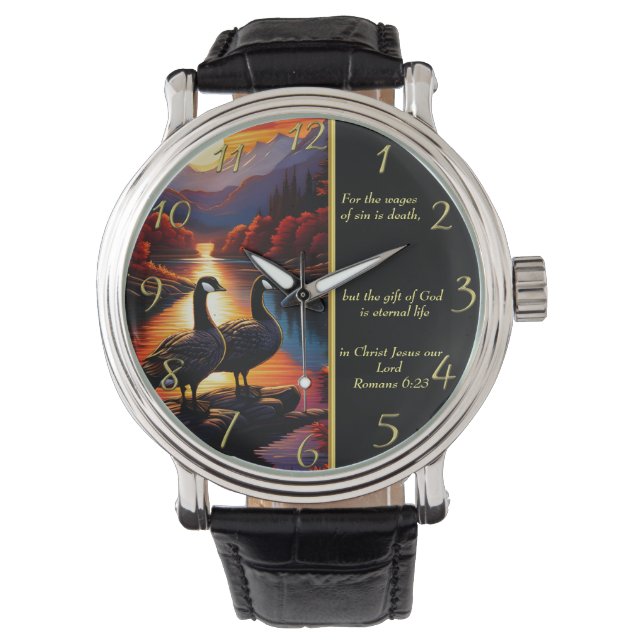 Montre Romains 6:23 Or de l'Église blanche (devant)