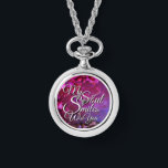 Montre Romantic Love Quotes Silver Necklace Watches<br><div class="desc">Featuring the heartfelt Romantic love quote “my soul smiles with you”, this personalised watch necklace is designed to capture deep emotional connections. Perfect for Valentine’s Day and romantic occasions, this customised photo watch makes a meaningful gift for your partner, boyfriend, or girlfriend. Add a personal photo or message to transform...</div>