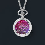 Montre Romantic Love Quotes Silver Necklace Watches<br><div class="desc">Featuring the heartfelt Romantic love quote “my soul smiles with you”, this personalised watch necklace is designed to capture deep emotional connections. Perfect for Valentine’s Day and romantic occasions, this customised photo watch makes a meaningful gift for your partner, boyfriend, or girlfriend. Add a personal photo or message to transform...</div>
