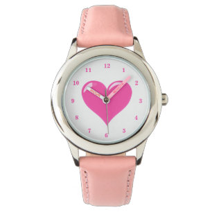 Montre rose avec Coeurs