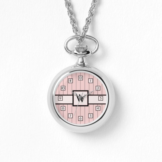 Montre rose avec rayures noires (Recto)