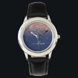 Montre Rose bleu marine Gold Blush Pink Parties scintilla<br><div class="desc">Marine Bleu et or Rose - Blush Pink Sparkle Parties scintillant Script Monogramme Nom Monographie. Cela rend le cadeau parfait pour 16 ans,  mariage,  douche nuptiale,  anniversaire,  baby shower ou bachelorette pour quelqu'un qui aime le luxe glam et les styles chic.</div>