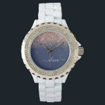 Montre Rose bleu marine Gold Blush Pink Parties scintilla<br><div class="desc">Marine Bleu et or Rose - Blush Pink Sparkle Parties scintillant Script Monogramme Nom Monographie. Cela fait le cadeau parfait de remise de diplômes,  anniversaire,  mariage,  douche nuptiale,  anniversaire,  baby shower ou bachelorette pour quelqu'un qui aime le luxe glam et les styles chic.</div>