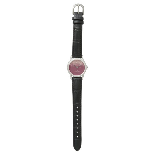 Montre Rose Bourgogne Gold Blush Pink Parties scintillant (Plat)