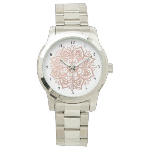 Montre rose de mandala d'or