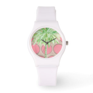 Montre rose de palmier de point de polka