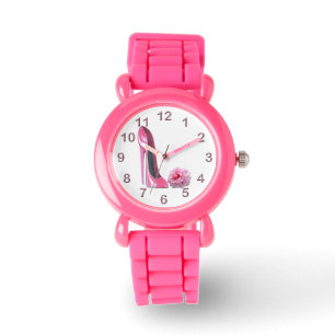 Montre rose de stylet et de rose