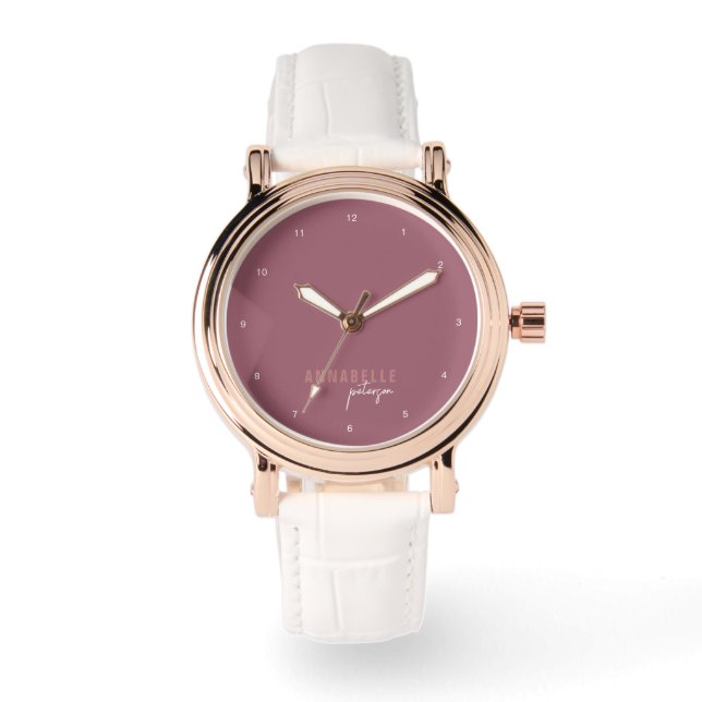 Montre Rose Dusty moderne Script minimal personnalisé (Recto)