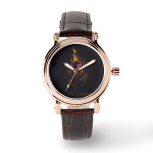 Montre rose en feu