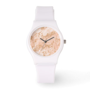 Montre Rose en marbre parties scintillant d'or abstrait