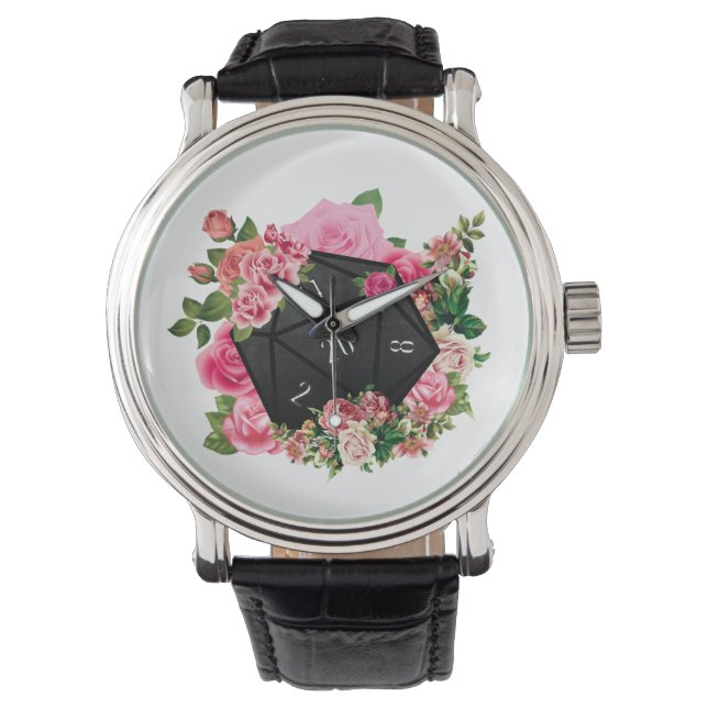 Montre Rose floral D20 Tabletop RPG Jeu Dice (devant)