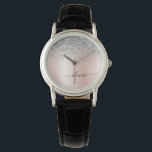 Montre Rose Gold<br><div class="desc">Rose Gold - Blush Pink and Silver Faux Foil Metallic Sparkle Parties scintillant Brossé Métal Monogramme Nom Monographie. Cela fait le cadeau parfait de remise de diplômes,  anniversaire,  mariage,  douche nuptiale,  anniversaire,  baby shower ou bachelorette pour quelqu'un qui aime le luxe glam et les styles chic.</div>