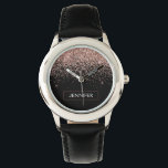Montre Rose Gold Blush Parties scintillant rose Monogramm<br><div class="desc">Black and Rose Gold - Blush Pink Sparkle Parties scintillant Monogramme Nom Monographie. Cela rend le cadeau parfait pour 16 ans,  mariage,  douche nuptiale,  anniversaire,  baby shower ou bachelorette pour quelqu'un qui aime le luxe glam et les styles chic.</div>
