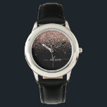 Montre Rose Gold Blush Pink Parties scintillant Script Mo<br><div class="desc">Black and Rose Gold - Blush Pink Sparkle Parties scintillant Script Monogramme Nom Monographie. Cela rend le cadeau parfait pour 16 ans,  mariage,  douche nuptiale,  anniversaire,  baby shower ou bachelorette pour quelqu'un qui aime le luxe glam et les styles chic.</div>