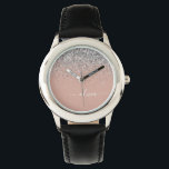 Montre Rose Gold Blush rose Parties scintillant argent Mo<br><div class="desc">Rose Gold - Blush Pink and Silver Sparkle Parties scintillant Script Monogramme Nom Monographie. Cela rend le cadeau parfait pour 16 ans,  mariage,  douche nuptiale,  anniversaire,  baby shower ou bachelorette pour quelqu'un qui aime le luxe glam et les styles chic.</div>