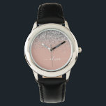 Montre Rose Gold Blush rose Parties scintillant argent Mo<br><div class="desc">Rose Gold - Blush Pink and Silver Sparkle Parties scintillant Script Monogramme Nom Monographie. Cela rend le cadeau parfait pour 16 ans,  mariage,  douche nuptiale,  anniversaire,  baby shower ou bachelorette pour quelqu'un qui aime le luxe glam et les styles chic.</div>