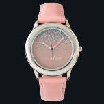 Montre Rose Gold Blush rose Parties scintillant argent Mo<br><div class="desc">Rose Gold - Blush Pink and Silver Sparkle Parties scintillant Script Monogramme Nom Monographie. Cela rend le cadeau parfait pour 16 ans,  mariage,  douche nuptiale,  anniversaire,  baby shower ou bachelorette pour quelqu'un qui aime le luxe glam et les styles chic.</div>