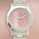 Montre Rose Gold brossé Parties scintillant métallique No<br><div class="desc">Personnalisez facilement ce design de montre chic branché avec une jolie parties scintillant brillante en argent sur un arrière - plan métallique brossé en or rose.</div>