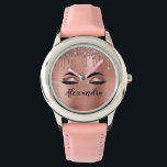 Montre Rose Gold Glitter Sparkle Eyelashes Monogram<br><div class="desc">Rose Gold Faux Foil Metallic Sparkle Parties scintillant en métal brossé Monogramme Nom et cils initiaux (cils), Extensions Eyelash et yeux Blush Pink Maquillage Watch. Cela rend le cadeau parfait pour 16 ans, mariage, douche nuptiale, anniversaire, baby shower ou bachelorette cadeau pour quelqu'un décorant sa chambre dans le style cool...</div>