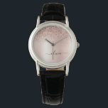 Montre Rose Gold - Parties scintillant rose pâle Nom du m<br><div class="desc">Rose Gold - Blush Pink Faux Foil Parties scintillant à étincelle métallique brossé Monogramme de métal brossé Nom Monographie. Cela fait le cadeau parfait de remise de diplômes,  anniversaire,  mariage,  douche nuptiale,  anniversaire,  baby shower ou bachelorette pour quelqu'un qui aime le luxe glam et les styles chic.</div>