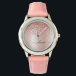Montre Rose Gold - Parties scintillant rose pâle Nom du m<br><div class="desc">Rose Gold - Blush Pink Faux Foil Parties scintillant à étincelle métallique brossé Monogramme de métal brossé Nom Monographie. Cela rend le cadeau parfait pour 16 ans,  mariage,  douche nuptiale,  anniversaire,  baby shower ou bachelorette pour quelqu'un qui aime le luxe glam et les styles chic.</div>