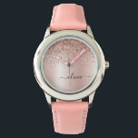Montre Rose Gold - Parties scintillant rose pâle Nom du m<br><div class="desc">Rose Gold - Blush Pink Faux Foil Parties scintillant à étincelle métallique brossé Monogramme de métal brossé Nom Monographie. Cela rend le cadeau parfait pour 16 ans,  mariage,  douche nuptiale,  anniversaire,  baby shower ou bachelorette pour quelqu'un qui aime le luxe glam et les styles chic.</div>