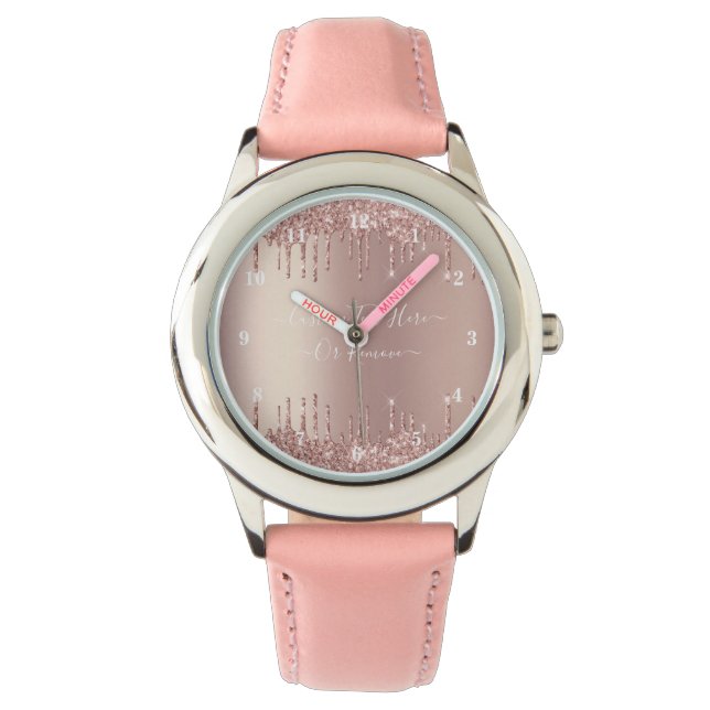 Montre Rose Gold Parties scintillant Watch avec texte per (devant)