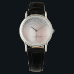 Montre Rose Gold - Rose Pâle Paillettes Argent Monogramme<br><div class="desc">Rose Gold - Montre à monogramme avec fausses paillettes métallisées rose pâle et argent. C'est le cadeau idéal pour la remise des diplômes, l'anniversaire, le mariage, l'enterrement de vie de jeune fille, l'anniversaire de mariage, la baby shower ou l'enterrement de vie de garçon pour quelqu'un qui aime le luxe et...</div>