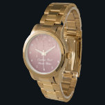 Montre Rose Gold Watch avec nom de texte personnalisé<br><div class="desc">Montres avec Rose de texte personnalisé Parties scintillant d'or Blush Drips Rose Mariage ou Partie Fournitures / Cadeau - Ajouter votre texte unique / Nom ou Supprimer du texte - Faire votre cadeau spécial - Redimensionner et déplacer ou supprimer et ajouter du texte / éléments avec outil de personnalisation. Conception...</div>
