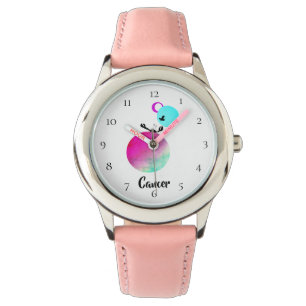 Montre Rose idiot drôle de zodiaque mignon de Cancer de