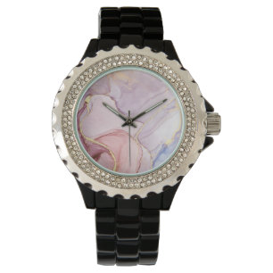 MONTRE ROSE LILAC MARBRE DESIGN NOIR SPARKLE WATCH