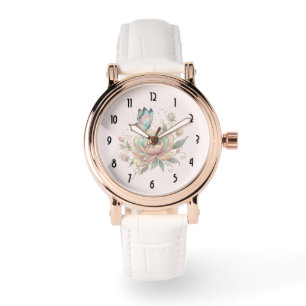 Montre Rose Magique et Papillon Couleurs Pastel