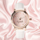 Montre Rose or nom script élégant<br><div class="desc">Couleur arrière - plan rose or dégradé. Ajoutez un nom,  une date. Le nom est écrit avec un script de style écrit à la main.</div>