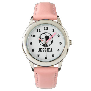 montre rose personnalisée de ballon de football