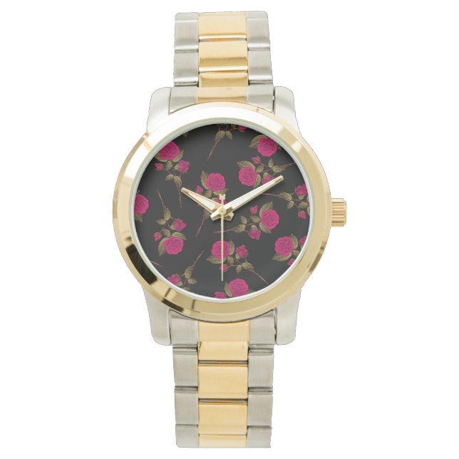 Montre Rose rose populaire de luxe Floral (devant)