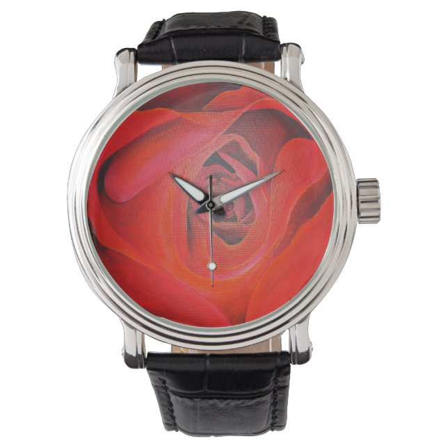 Montre Rose rouge en forme de coeur (devant)