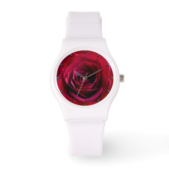 Montre Rose Rouge Romantique Rose Montres poignées (Recto)