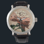 Montre Rose rouge rubis aux accents blancs<br><div class="desc">Originaire de Chariklia Zarris,  cette rose rouge rubis s'étend vers une lumière illuminant ses pétales. Est-ce le soleil qui brille sur le rose,  ou une lumière artificielle ? Une belle pièce pour commencer votre collection d'art !</div>