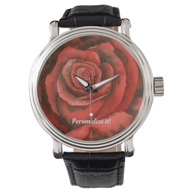 Montre Rose rouge vif en gros plan (devant)