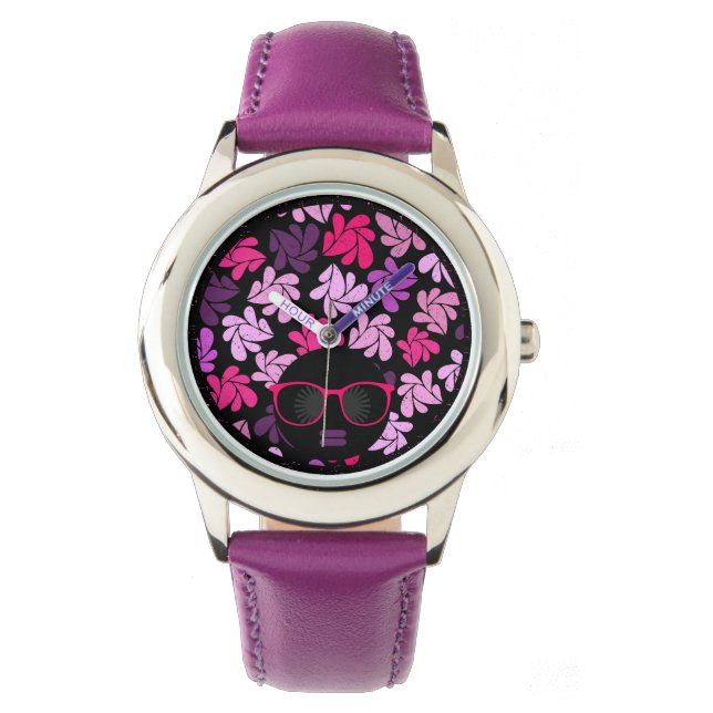 Montre Rose Violet Lavande Afro Diva (devant)