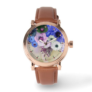 MONTRE ROSES BLANCS BLEUS, MONOGRAMME DES FLEURS D'ANÉONE