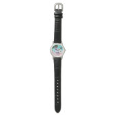 MONTRE ROSES BLANCS TURQUOISES BLEU, MONOGRAMME DES FLEUR (Plat)