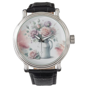 Montre Roses dans un pichet de lait de style vintage
