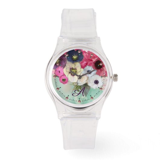 MONTRE ROSES DE FUCHSIA ROSE BLANCHE, MONOGRAMME DES FLEU (Recto)