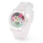 MONTRE ROSES DE FUCHSIA ROSE BLANCHE, MONOGRAMME DES FLEU (Angle)