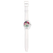 MONTRE ROSES DE FUCHSIA ROSE BLANCHE, MONOGRAMME DES FLEU (Sangle)