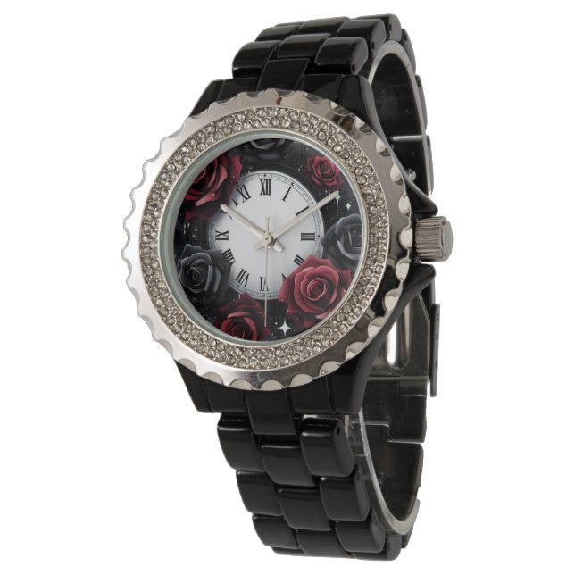 Montre Roses noires et rouges (Incliné)