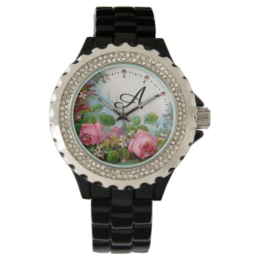 MONTRE ROSES ROSES ET JASMINES ROSES, MONOGRAMME FLORAL (devant)